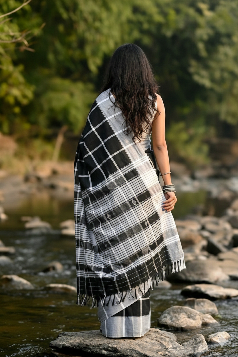 Striped Handloom Santali Panchi Saree