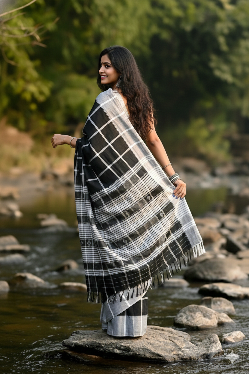 Striped Handloom Santali Panchi Saree