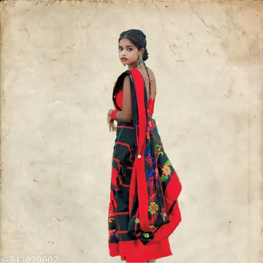 Classic Red and Black Panchi Saree – Authentic Santali Style